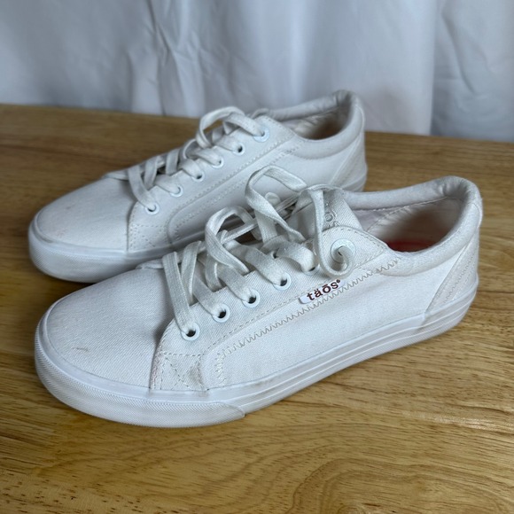Taos Plim Soul White Canvas Sneakers Lace Up 9 Wide - Picture 1 of 9